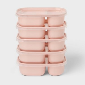 10pc (Set of 5) Divided Plastic Meal Prep Food Storage Container