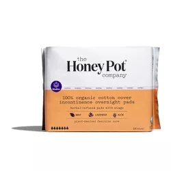The Honey Pot Company Herbal Overnight Incontinence Pads with Wings, Organic Cotton Cover - 16ct 