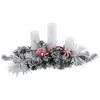 Northlight Triple Candle Holder with Flocked Pine and Christmas Ornaments - 32" - Red and White - 2 of 4
