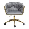 CAVINAS Modern Lambswool Office Chairs with Adjustable Legs, Home Office Desk Chairs with Hand Made Woven Backrest, Vanity Chairs with Wheels - 2 of 4