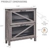 Farmhouse Shoe Cabinet with 2 Flip Mesh Door, Narrow Freestanding Shoe Racks for Entryway, Gray - 2 of 4