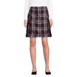 School Uniform Young Women's Side Pleat Plaid Skort Above the Knee - 1 of 3