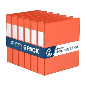 Davis Group 6pk 1.5" Premium Economy Angled D-Ring Binder Orange: Hard Cover, 350 Sheet Capacity, 2 Pockets, Polypropylene - 1 of 4