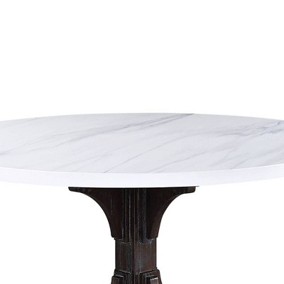 Transitional 54" Round Reclaimed Wood & White Marble Dining Table
