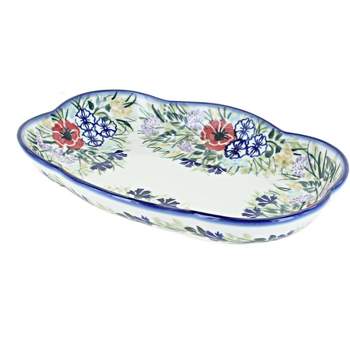 Blue Rose Polish Pottery 11E Vena Scallop Dish