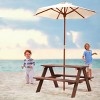 Infans Children Outdoor 4 Seat Kids Picnic Table Bench w/ Folding Umbrella Garden Yard - image 2 of 4