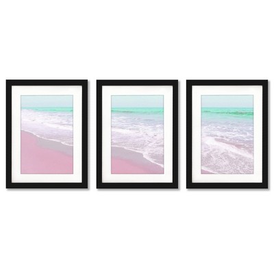 (set Of 3) Pastel Shores By Teresa Marie Magdalene Black Matted Framed ...