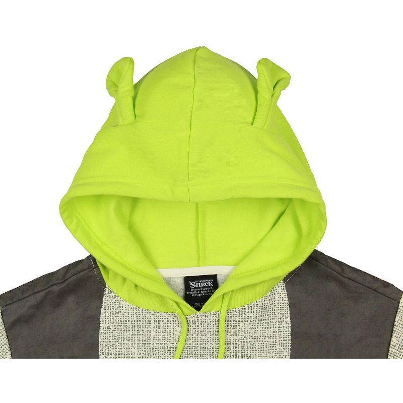 Shrek Costume Pullover Hoodie Sweatshirt With 3D Trumpet Ears On Hood, 4 of 6