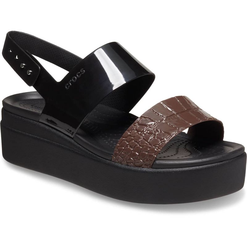 Crocs Women's Brooklyn Croco Shine Low Wedge Sandals, 5 of 7