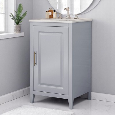 Mshliw 20.3 Inch Bathroom Vanity with Sink, Freestanding Cabinet with Soft Close Door, Drawer and Door Shelf