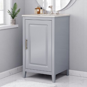 Mshliw 20.3 Inch Bathroom Vanity with Sink, Freestanding Cabinet with Soft Close Door, Drawer and Door Shelf - 1 of 4