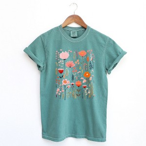 Simply Sage Market Women's Pink Floral Short Sleeve Garment Dyed Tee - 1 of 2