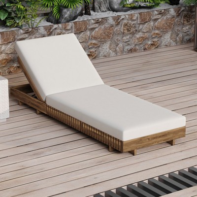 VisioGear Chaise Lounge Chairs, Pool Chairs Lounges with Lounge Cushion, Beach Recliners with Adjustable Backrest, Cream, 76.8"*27.5"*5.9"