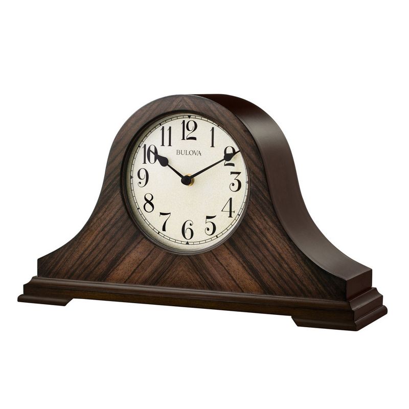 Bulova Clocks B1515 3 Melody Chiming Walnut Hardwood Arabic Numeral Norwalk Mantel Clock with Traditional Tambour Design and Book Matched Veneer, 1 of 5