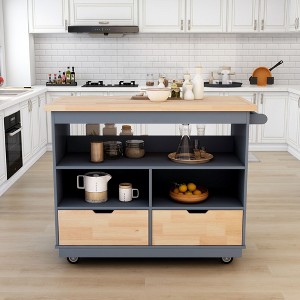 NicBex Mobile Kitchen Island Cart Kitchen Carts on Wheels with Storage on Wheel with 2 Drawers, Open Storage and Spice Rack for Kitchen - 1 of 4