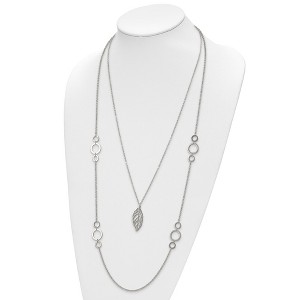 Chisel Stainless Steel Polished Leaf Pendant on 25.5" Double Strand Cable Chain Necklace - 1 of 2