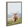 Kate and Laurel Sylvie Highland Cow Mountain Landscape Framed Canvas by The Creative Bunch Studio, 18x24, Gray - 2 of 4
