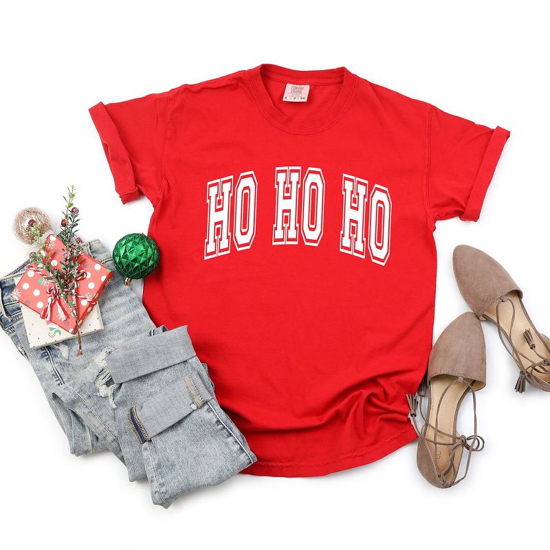 Simply Sage Market Women's Ho Ho Ho Varsity Thick Outline Short Sleeve Garment Dyed Tee, 3 of 5