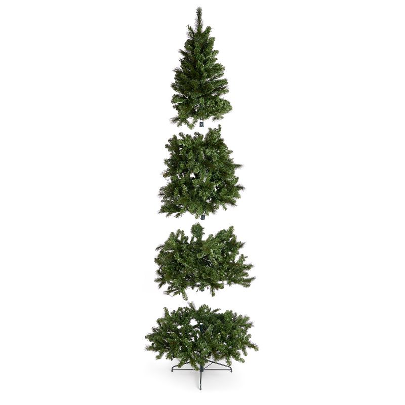 Home Heritage Cashmere Quick Set 12 Foot Artificial Holiday Tree Prelit with 800 White & Color LED Lights, 2903 PVC Foliage Tips, and Metal Stand, 3 of 7