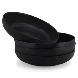 Elanze Designs Bistro Glossy Ceramic 8.5 inch Dinner Bowls Set of 4, Black - 1 of 4