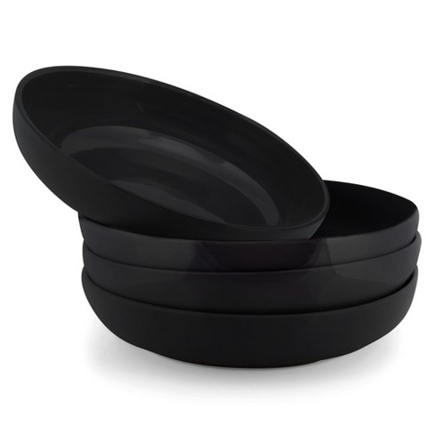 Elanze Designs Bistro Glossy Ceramic 8.5 inch Dinner Bowls Set of 4, Black - image 1 of 4