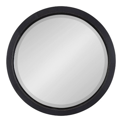 18-Inch Round Black Poplar Wood Bathroom Vanity Mirror