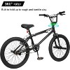 WEIZE Freestyle BMX Bike 20 Inch Black Trick Bicycle for Kids Teen and Adults, Hi-Ten Carbon Steel Frame Bikes Ideal for Beginner to Advanced Riders - 3 of 4