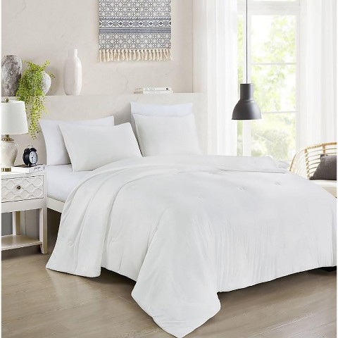 Home Mart Goods 3 Piece White Super Soft Solid Cooling Technology Comforter Bedding Set