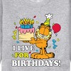 Men's - Garfield - I Live For Birthday's Graphic Fleece Sweatshirt - 2 of 4