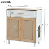 Hidden Cat Litter Box Cabinet With Sisal Scratching Door,Storage Drawer And Charging Socket,Modern Pet House–LAOTIES - 3 of 4