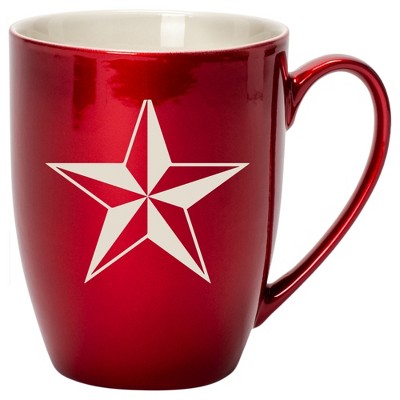 100 North Cardinal Red Metallic Finish, Comfortably Fits Your Hands, New Bone China Coffee Tea Cup Mug, Nautical North Star