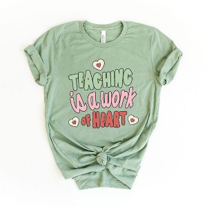 Simply Sage Market Women's Teaching Is A Work Of Heart Words Short Sleeve Graphic Tee - 1 of 4
