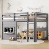 Twin/Full Size Loft Bed House Kids Loft Bed Frame with Double-Sided Sliding Chalkboard, Bookshelf & Safety Guardrails - ModernLuxe - 2 of 4