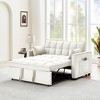 LOVMOR Sleeper Sofa Couch w/Pull Out Bed, 55" Modern Velvet Convertible Sleeper Sofa Bed, Small Love seat Sofa Bed w/Pillows & Side Pockets - 2 of 4