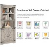 Tall Farmhouse Corner Cabinet with Glass Door & Adjustable Shelves, Space-Saving Storage for Kitchen or Bathroom - 4 of 4