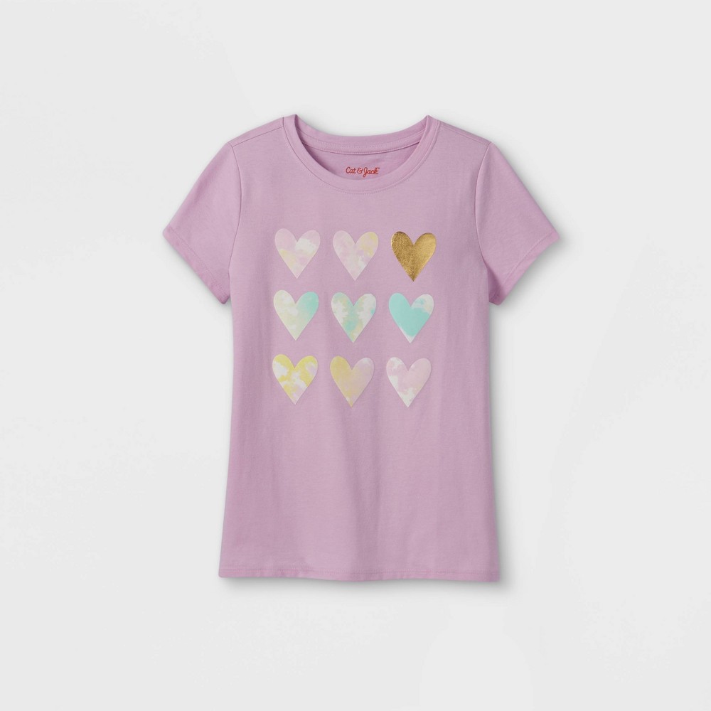 Girls' 'Tie-Dye Hearts' Graphic T-Shirt - Cat & Jack Light Purple M