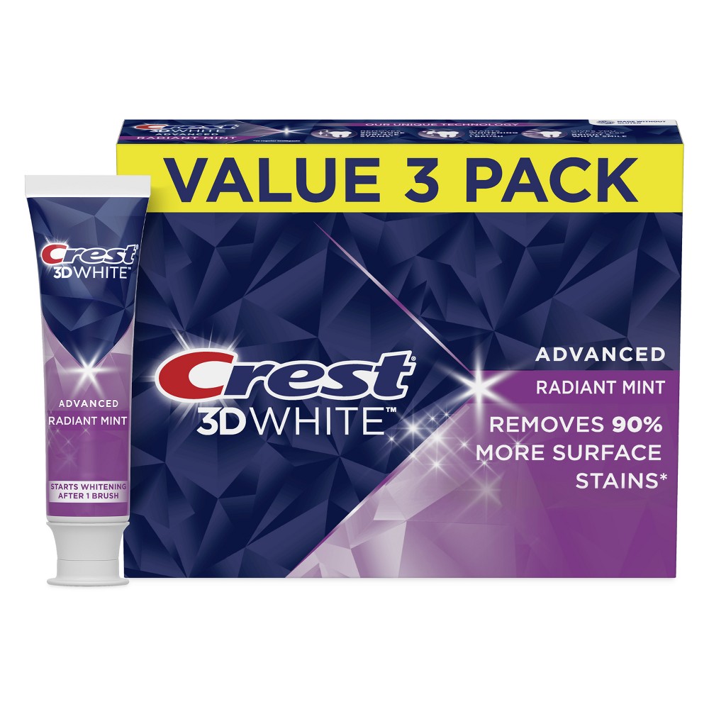 Photos - Toothpaste / Mouthwash Crest 3D White Advanced Teeth Whitening Toothpaste, Radiant Mint - 3.3oz/2 