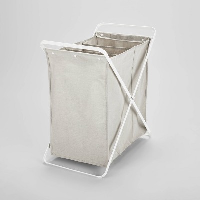 Folding X-Frame Triple Sorter Hamper Matte White - Brightroom™