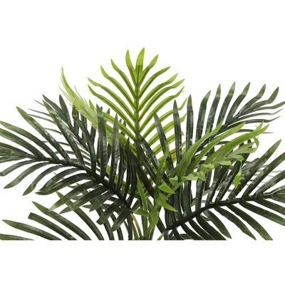 20" Tall Green Faux Palm Plant in Black Pot