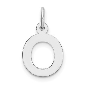 Black Bow Jewelry 14k White Gold, Amanda Collection, Small Block Style Initial O Pendant - 1 of 4