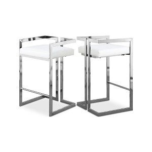 Meridian Furniture,Ezra White Vegan Leather Stool, Set of 2 - 1 of 4