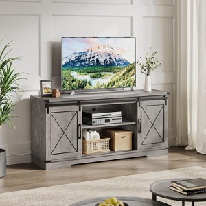 Jojoka Farmhouse TV Stand and Entertainment Center for TV Up to 65 Inches with Sliding Barn Doors and Adjustable Shelf - 1 of 4