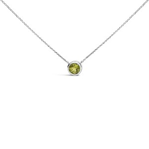 Haus of Brilliance Silver 7MM Bezel Set Created Gemstone Pendant Necklace - 1 of 4