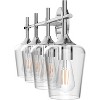 Runesay Chrome Bathroom Vanity Light - 4 Light Industrial Farmhouse Style, Clear Glass, Over Mirror - 3 of 4