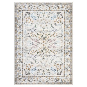 Modern Farmhouse Floral Print Area Rug for Living Room Bedroom, Modern Washable Non Slip Large Dining Room Carpet for Nursery Office Guest Room - 1 of 4