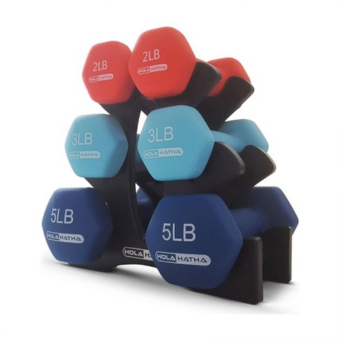 6 Lb Neoprene Dumbbell Hand Weights for Gym Workout Hex Shape Set of 2 Dark  Blue