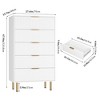 Fluted Wood Dresser 5 Drawers Dresser for Bedroom, Modern Chest of Drawers, Tall Brown Dresser with Gold Handle - 2 of 4