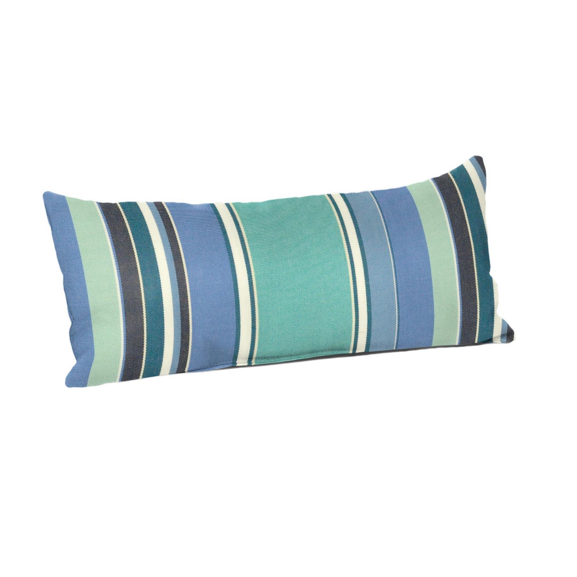 Casual Cushion Stripe Sunbrella Fabric 1-Piece Indoor/Outdoor Lumbar Pillow, 22"W x 9"L, Dolce Oasis