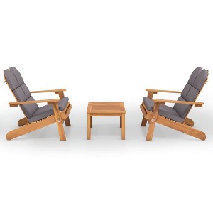 vidaXL Garden Lounge Set Brown Solid Acacia wood Standard Foldable - Gray 2x bench + Table - 1 of 4