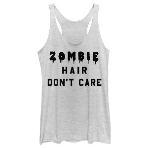 Women's Lost Gods Halloween Zombie Hair Don't Care Racerback Tank Top - 1 of 4